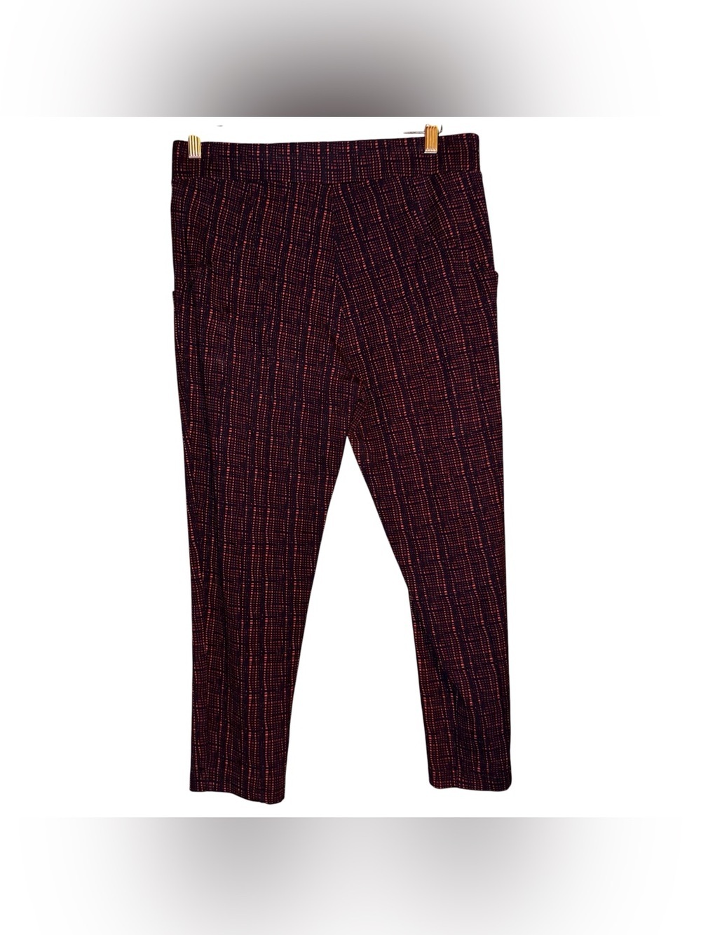 BETABRAND Journey 6 Pocket Skinny Dress Pants Neo Plaid Black Red Size LP - Picture 11 of 16
